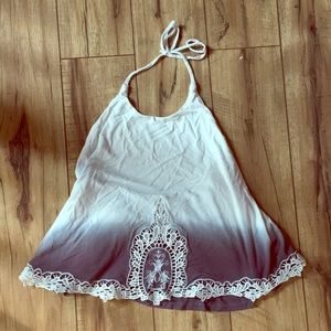 Boutique open back ombré crop top